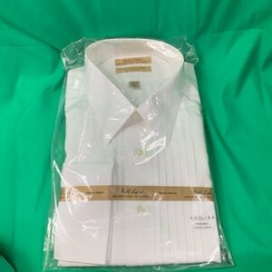 Roundtree &Yorke Gold Label French cuff white tuxedo shirt 16.5-34 nwt